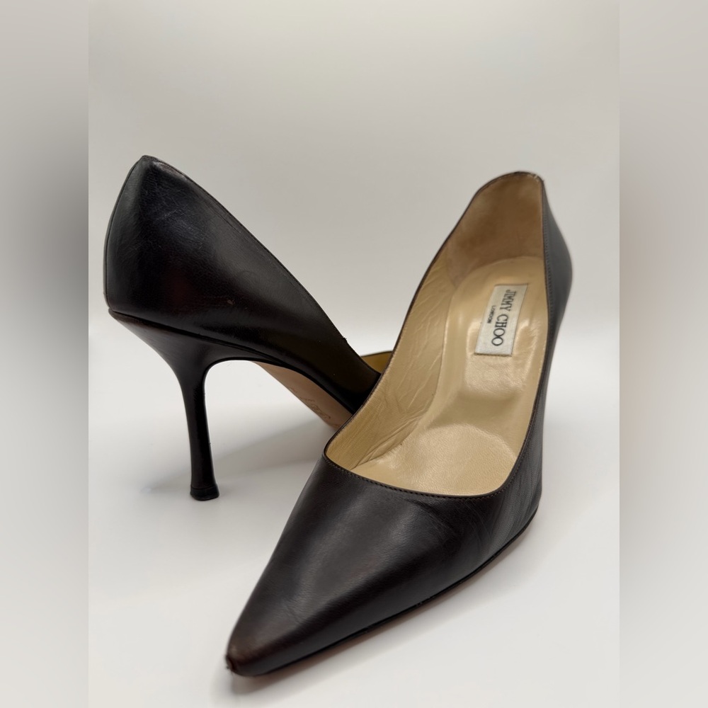 Jimmy Choo Love 85 Leather Pump Women's Chocolate Brown  Size 39